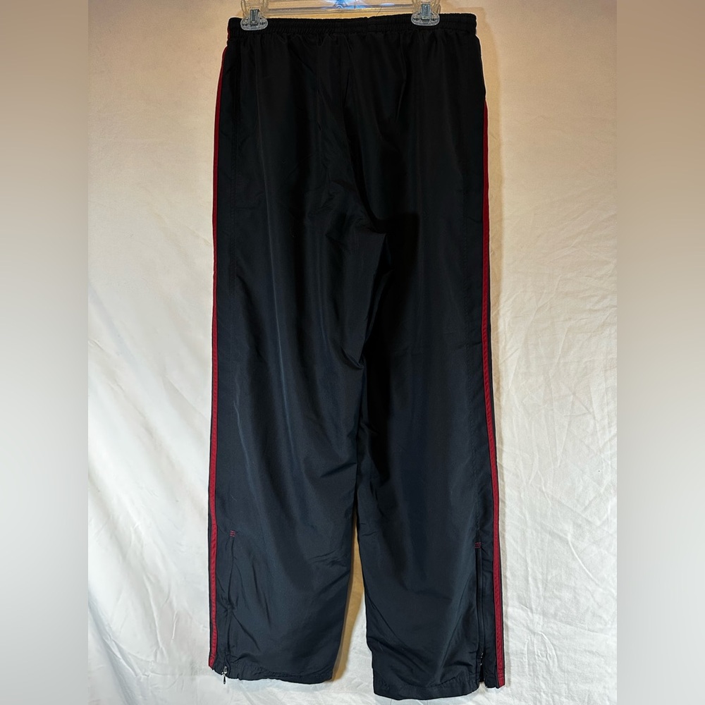 Adidas Track Pants Black with Red Stripes + Zipper Leg Size M - Picture 2 of 6